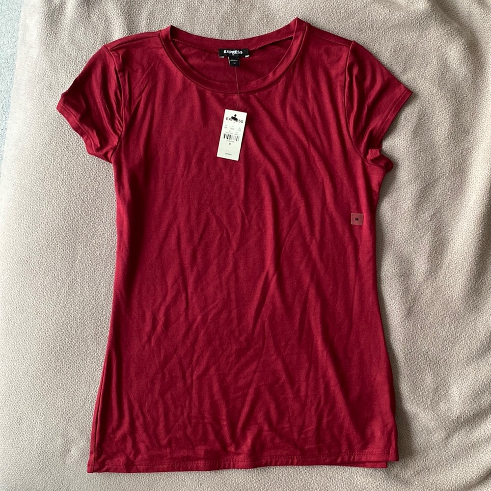 Express crew neck fitted tee - burgundy